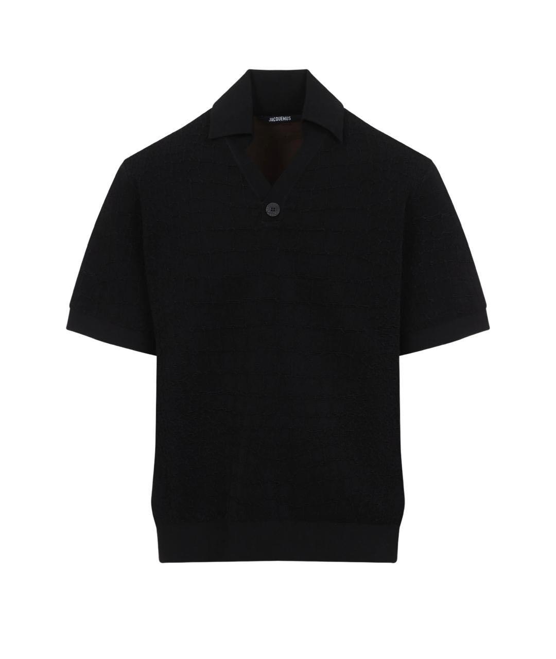 JACQUEMUS Черное хлопковое поло с коротким рукавом, фото 1