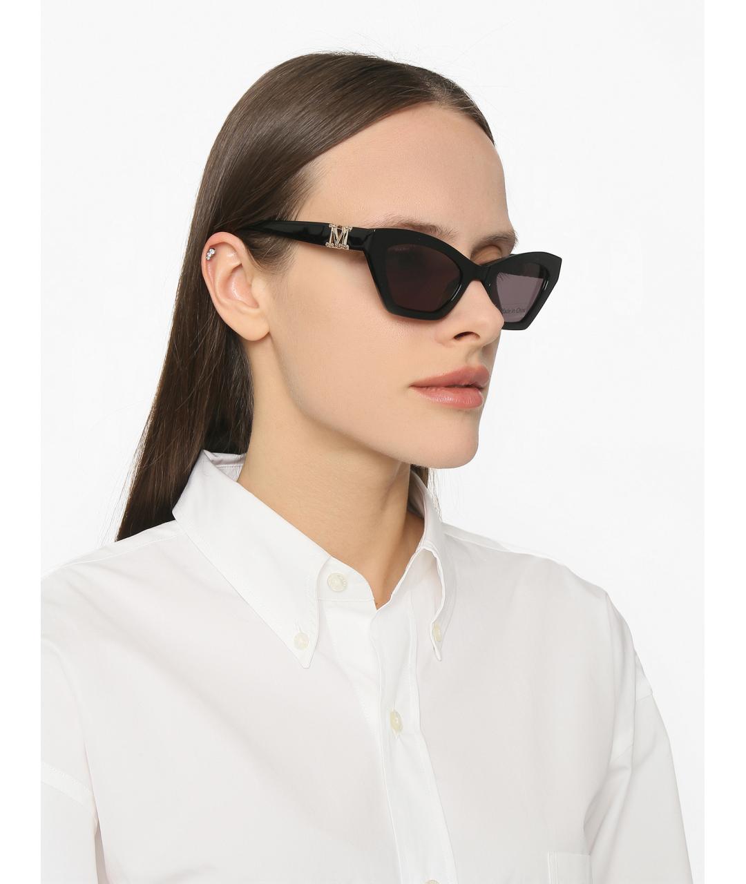 MAX MARA Черные пластиковые солнцезащитные очки, фото 3