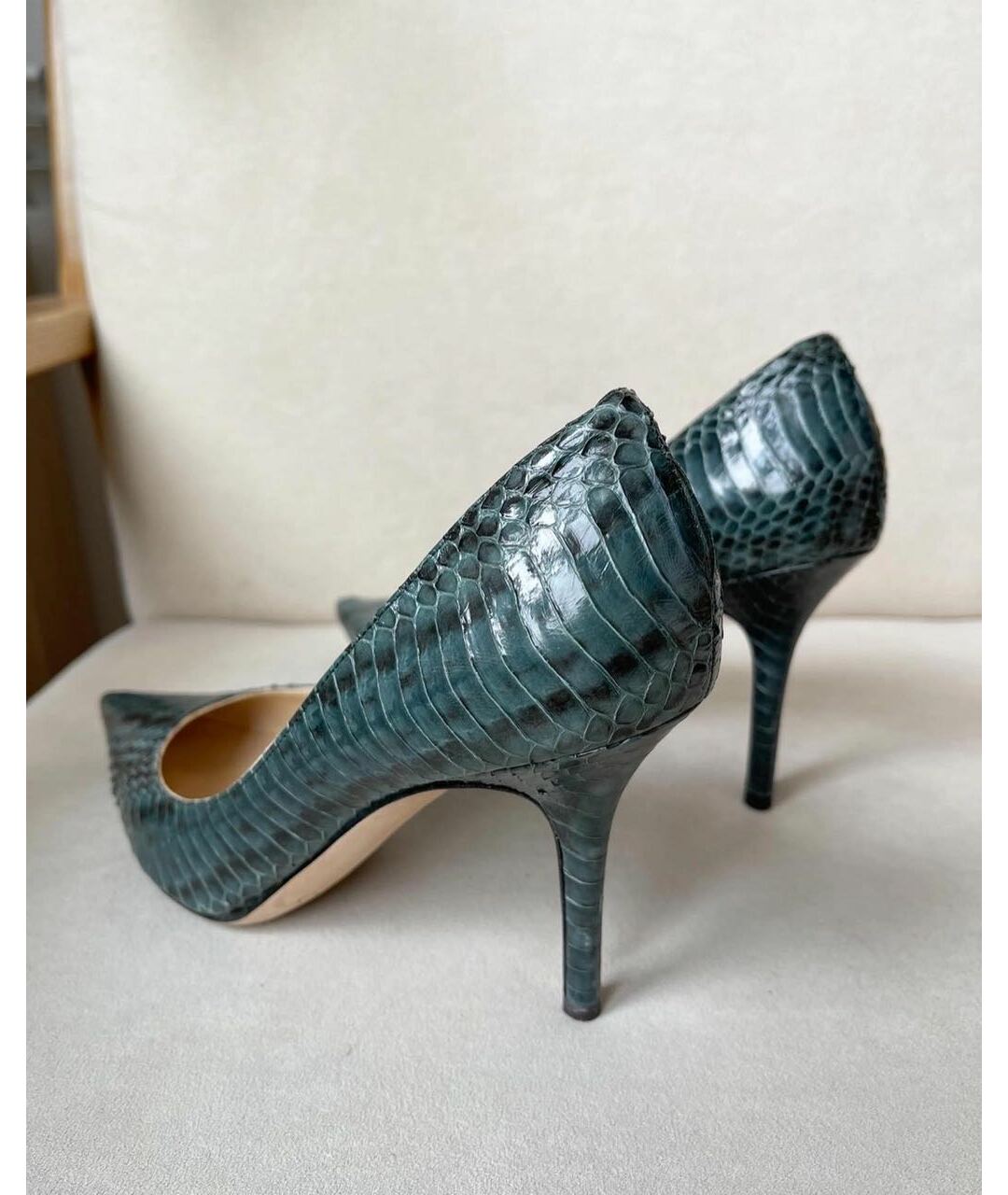 JIMMY CHOO Зеленые кожаные туфли, фото 4