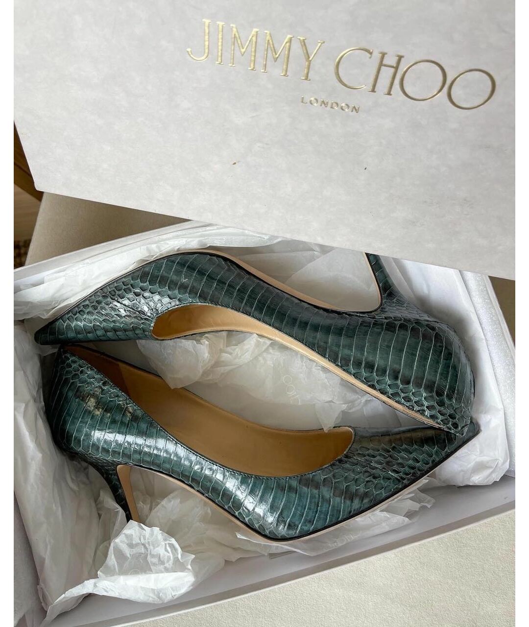 JIMMY CHOO Зеленые кожаные туфли, фото 3
