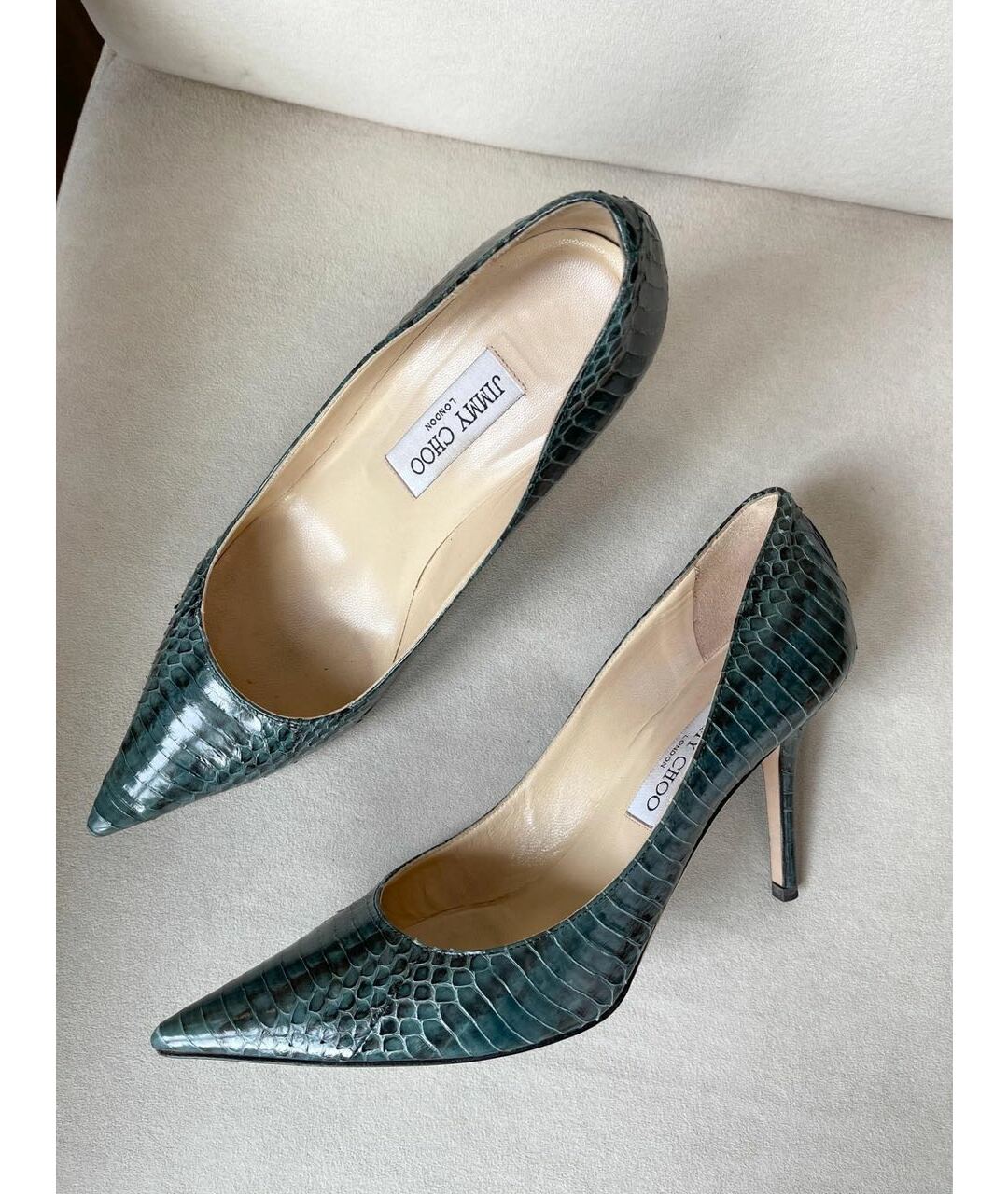 JIMMY CHOO Зеленые кожаные туфли, фото 2