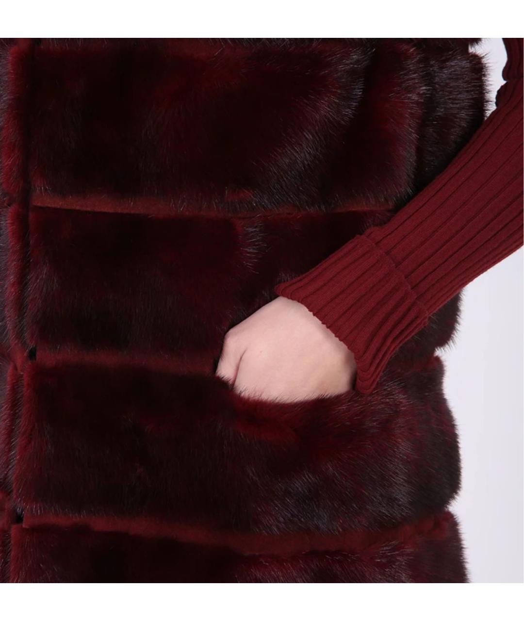 SIMONETTA RAVIZZA Бордовый меховой жилет, фото 4