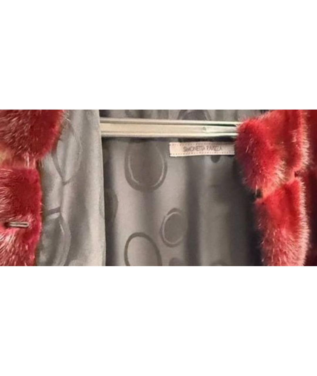 SIMONETTA RAVIZZA Бордовый меховой жилет, фото 3