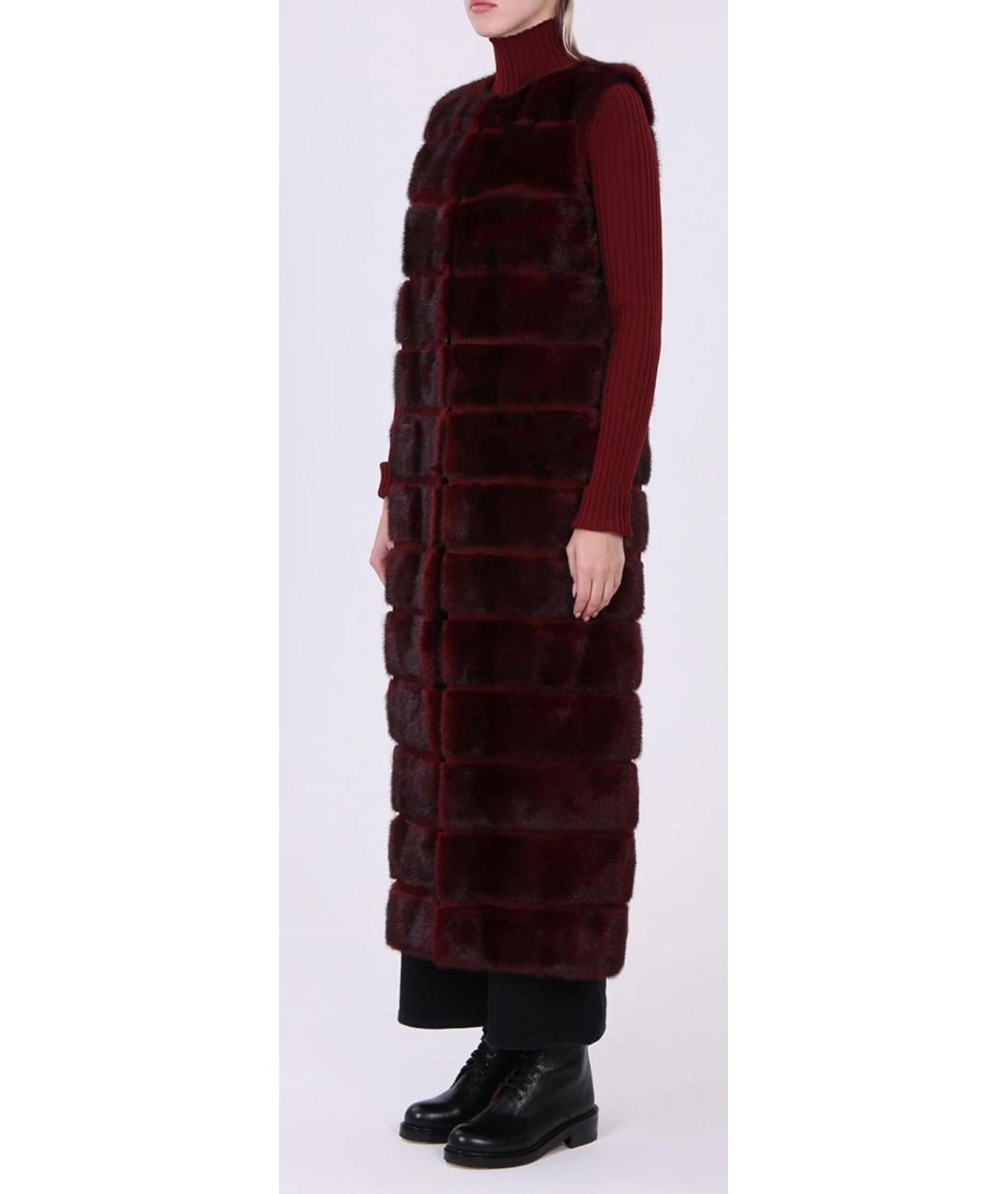 SIMONETTA RAVIZZA Бордовый меховой жилет, фото 2