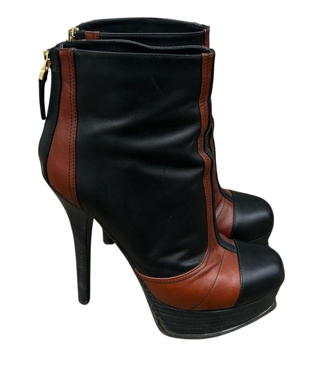 FENDI Коричневые кожаные ботильоны, фото 1