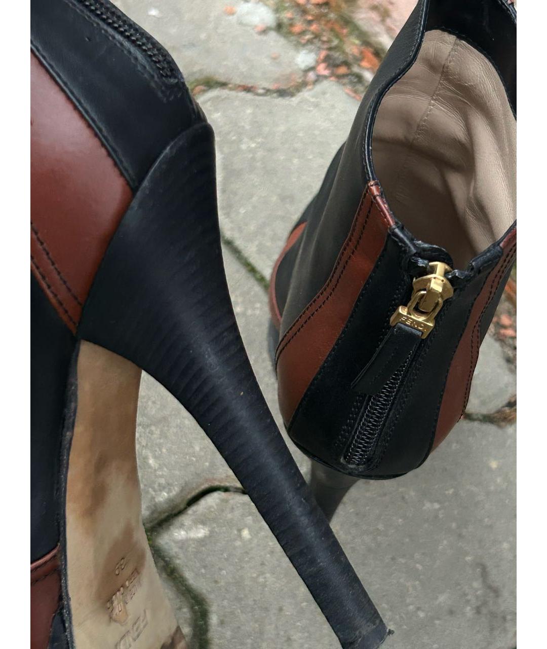 FENDI Коричневые кожаные ботильоны, фото 6