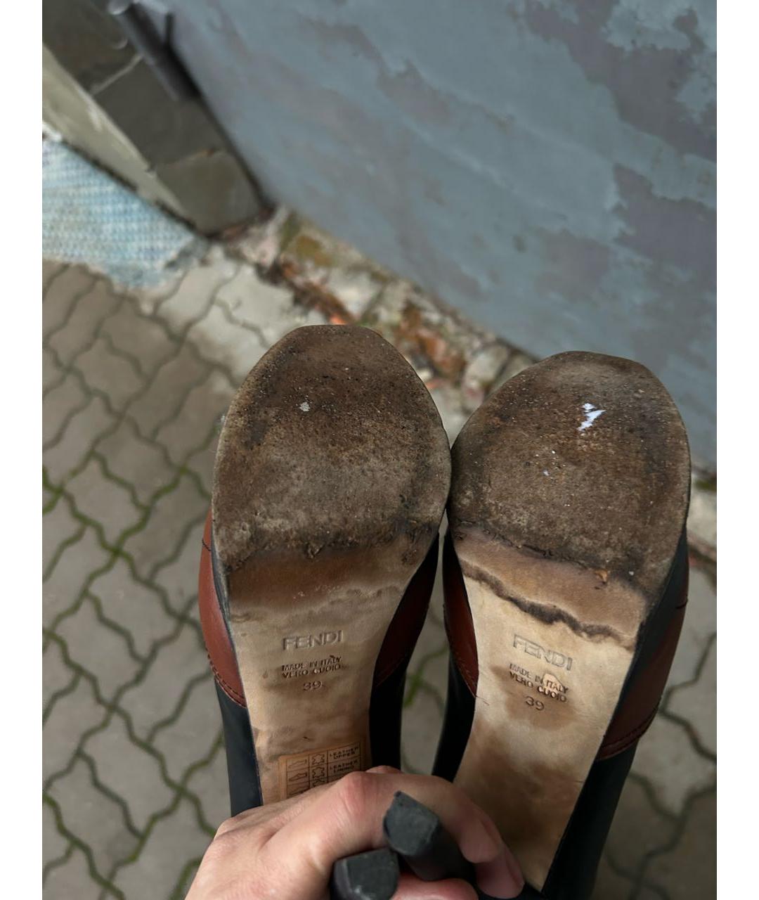 FENDI Коричневые кожаные ботильоны, фото 8