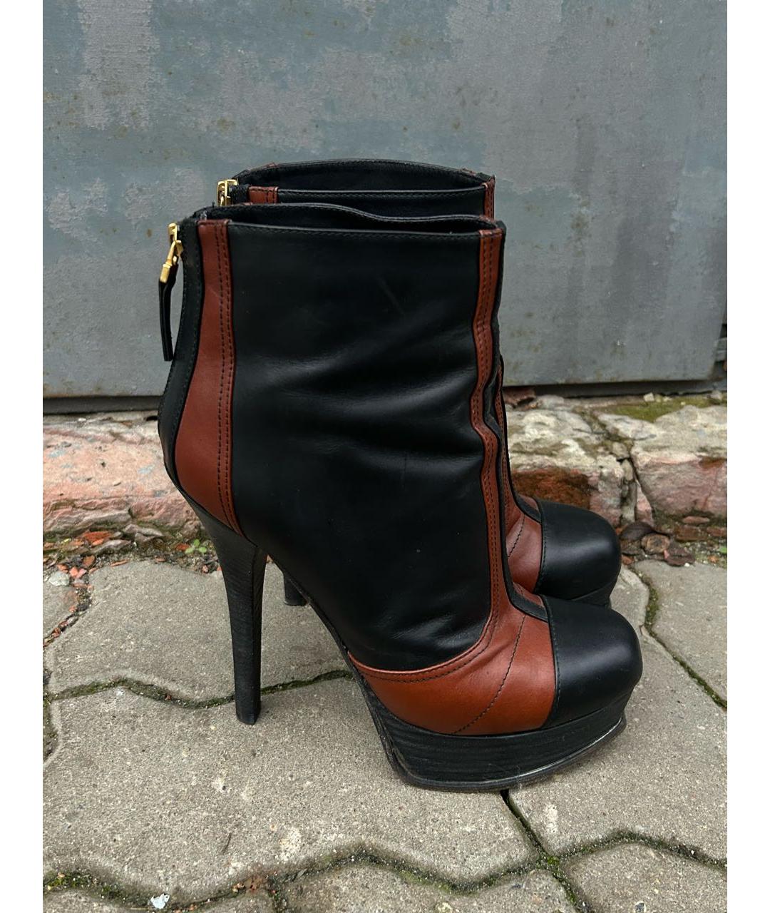 FENDI Коричневые кожаные ботильоны, фото 9