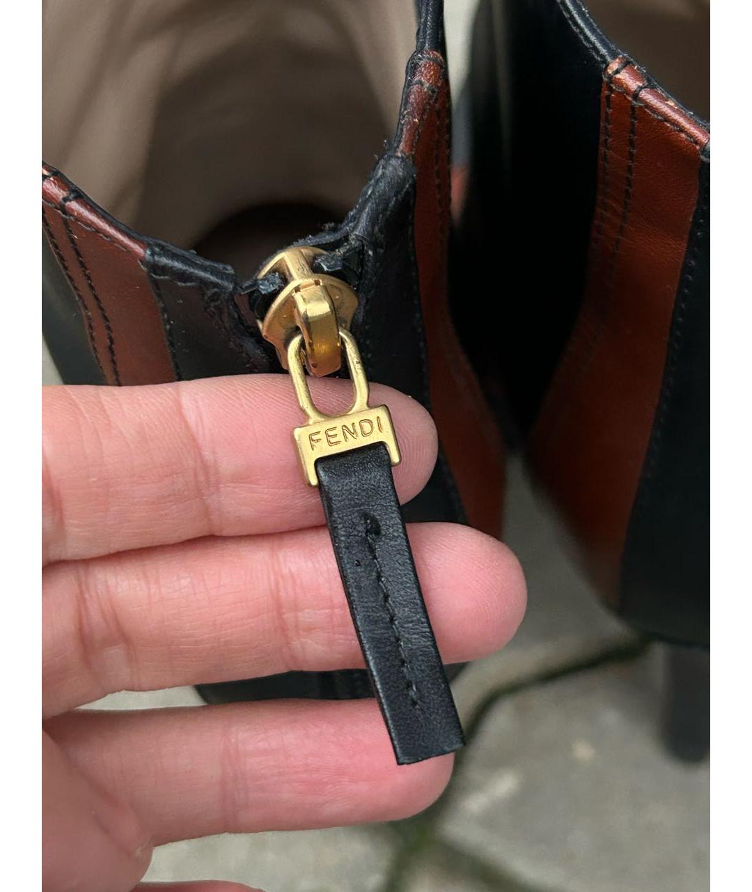 FENDI Коричневые кожаные ботильоны, фото 7