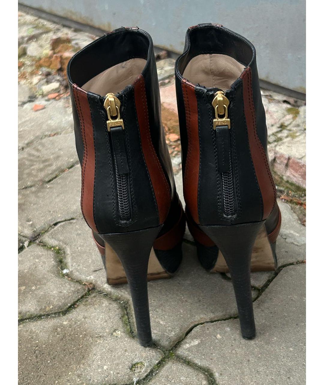 FENDI Коричневые кожаные ботильоны, фото 5