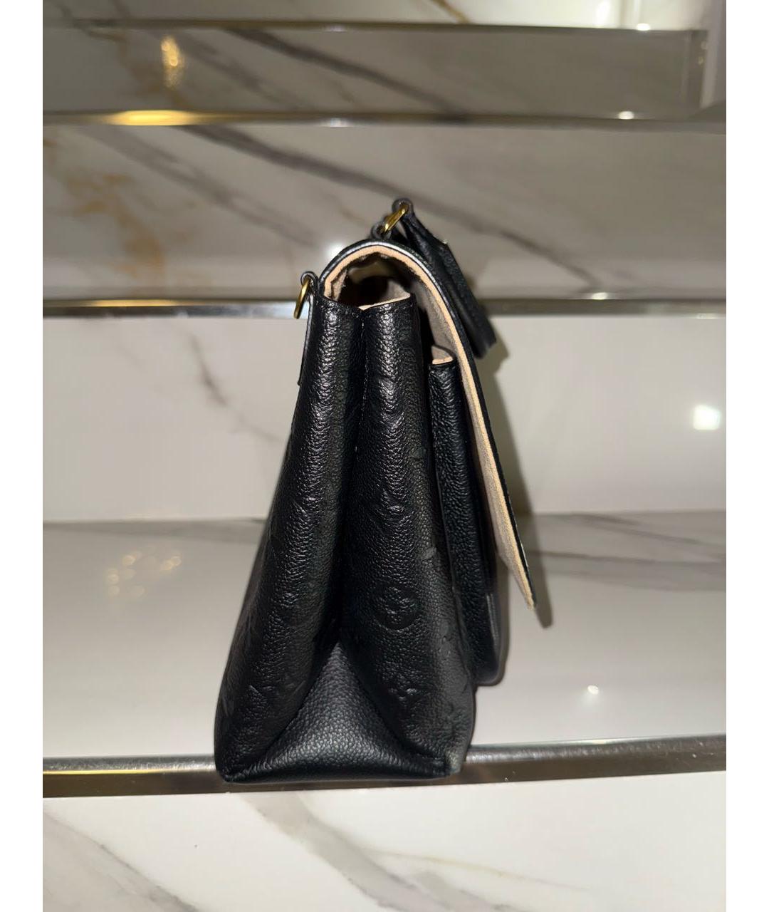 LOUIS VUITTON Черная кожаная сумка с короткими ручками, фото 6