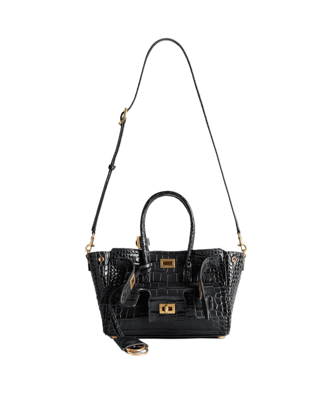 BALENCIAGA Черная кожаная сумка через плечо, фото 4