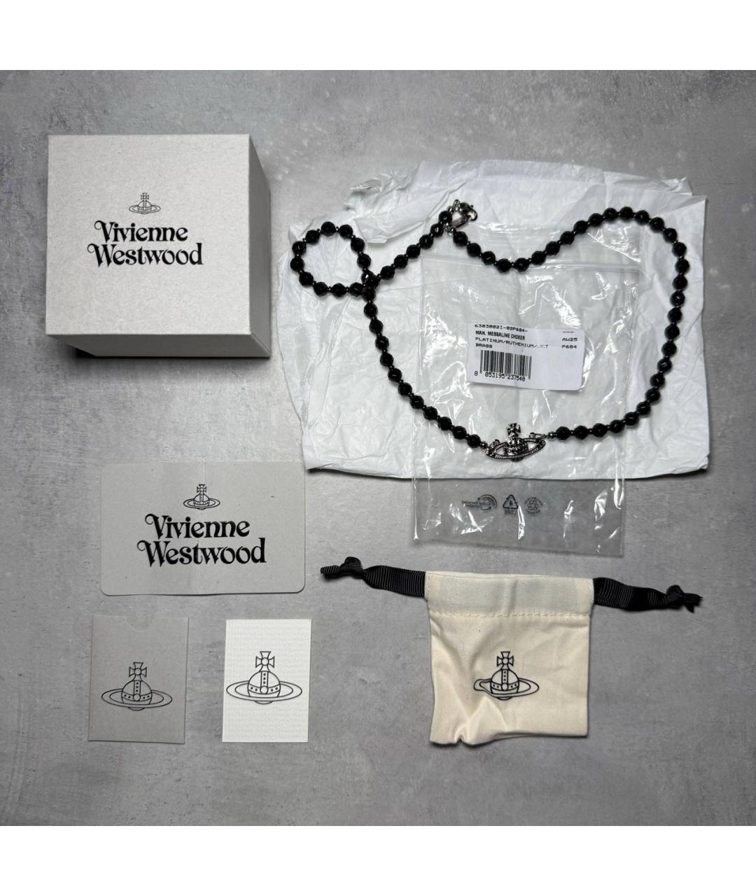 VIVIENNE WESTWOOD Черная металлическая цепочка/подвеска, фото 5