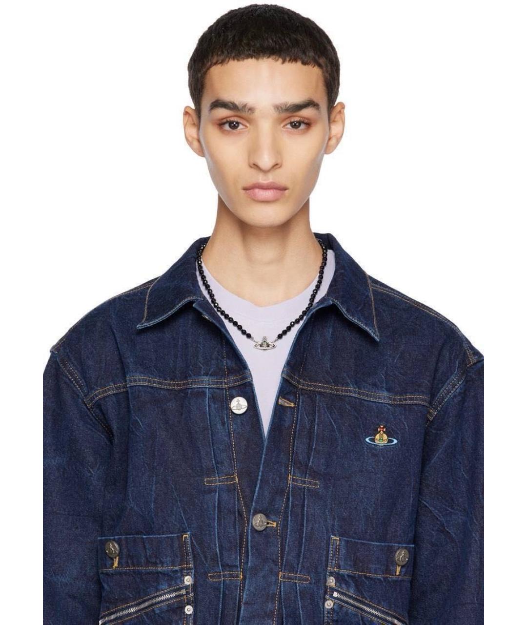 VIVIENNE WESTWOOD Черная металлическая цепочка/подвеска, фото 4