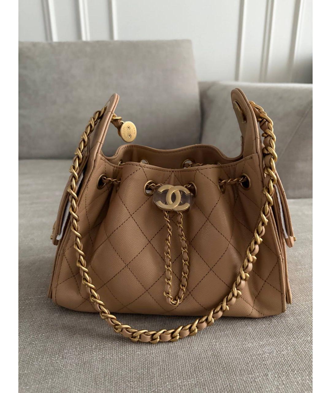 CHANEL Коричневая кожаная сумка тоут, фото 3