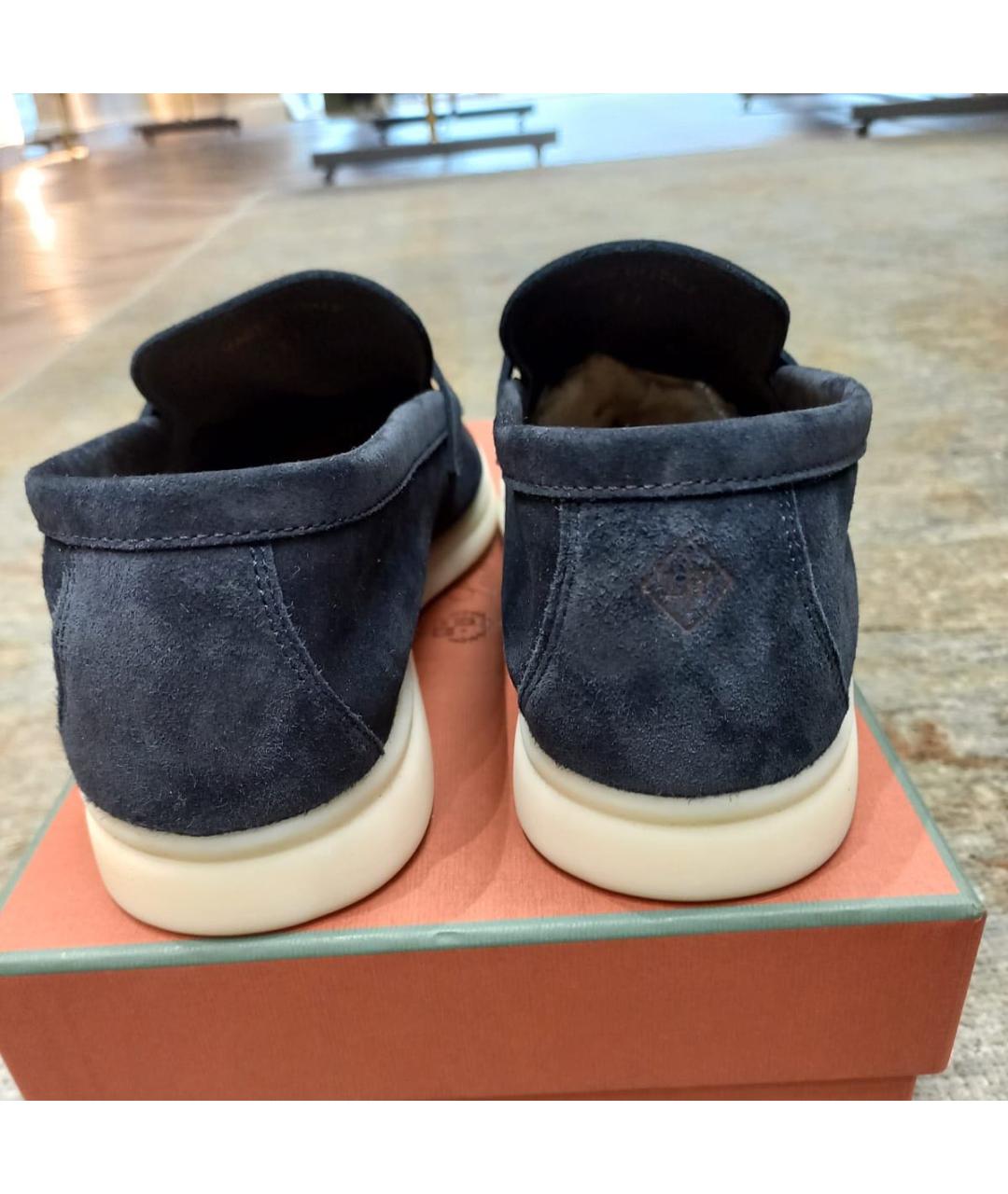 LORO PIANA Темно-синие замшевые лоферы, фото 3