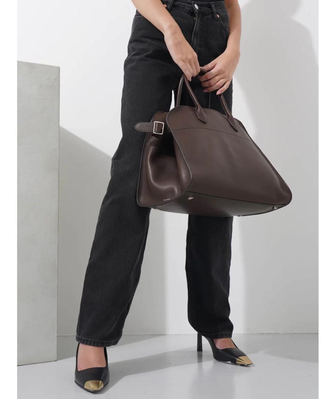 THE ROW Коричневая кожаная сумка с короткими ручками, фото 4
