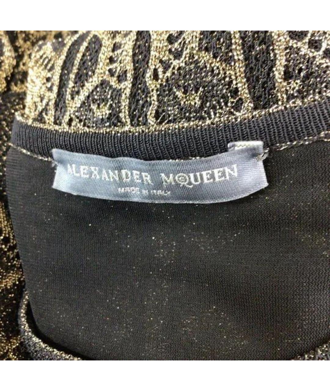 ALEXANDER MCQUEEN Черное вискозное коктейльное платье, фото 6