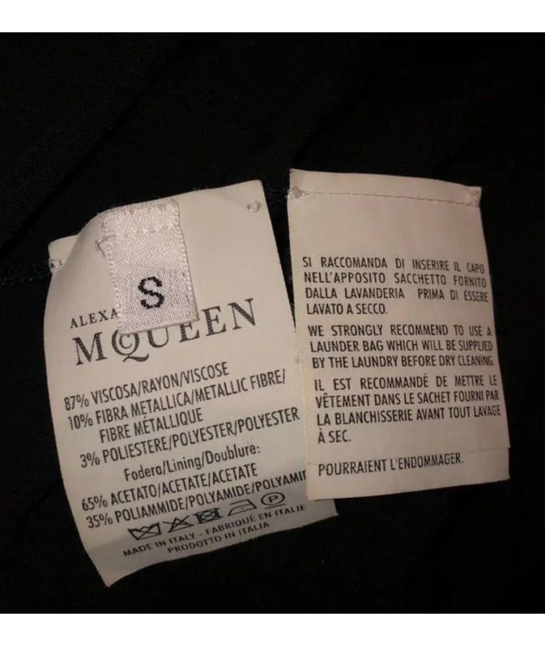 ALEXANDER MCQUEEN Черное вискозное коктейльное платье, фото 5