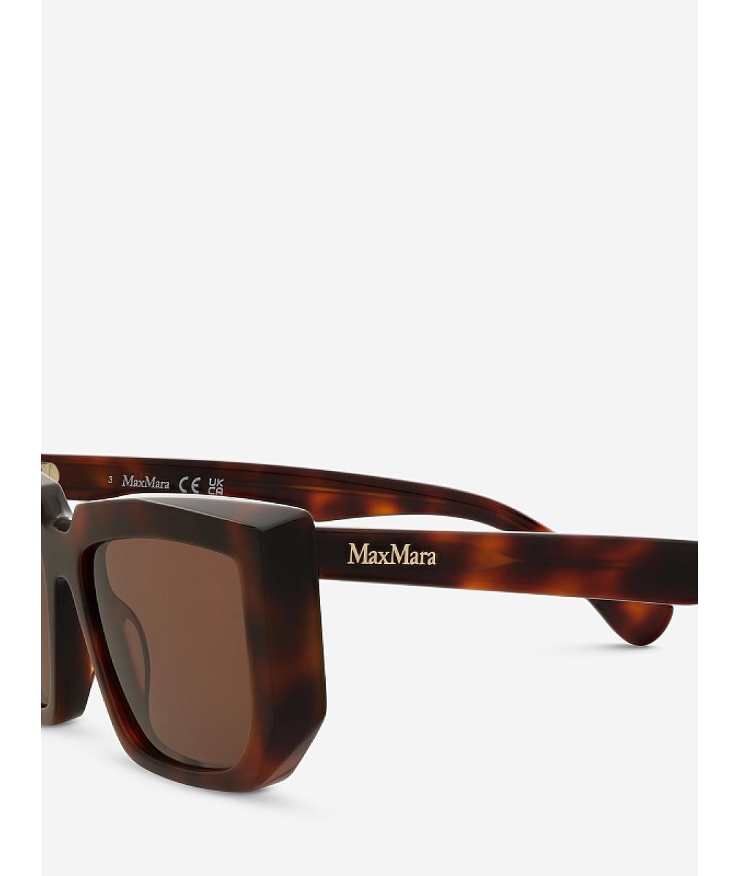 MAX MARA Коричневые пластиковые солнцезащитные очки, фото 3