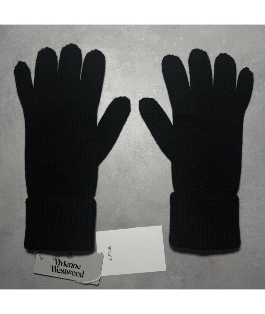 VIVIENNE WESTWOOD Черные шерстяные перчатки, фото 4