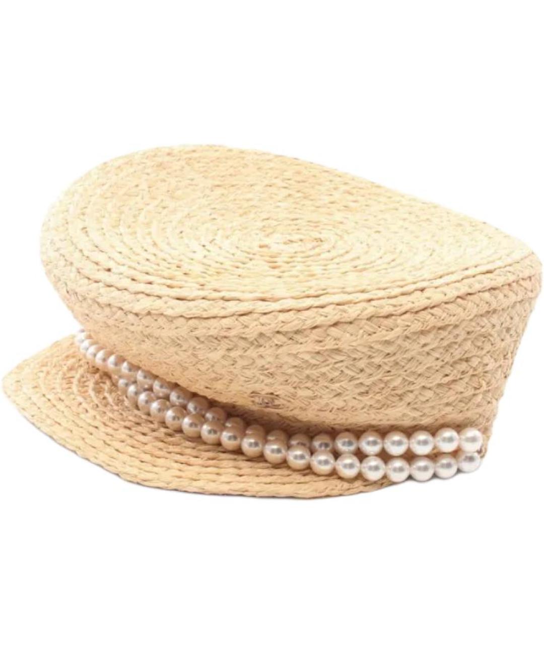 CHANEL Бежевая соломенная шляпа, фото 1