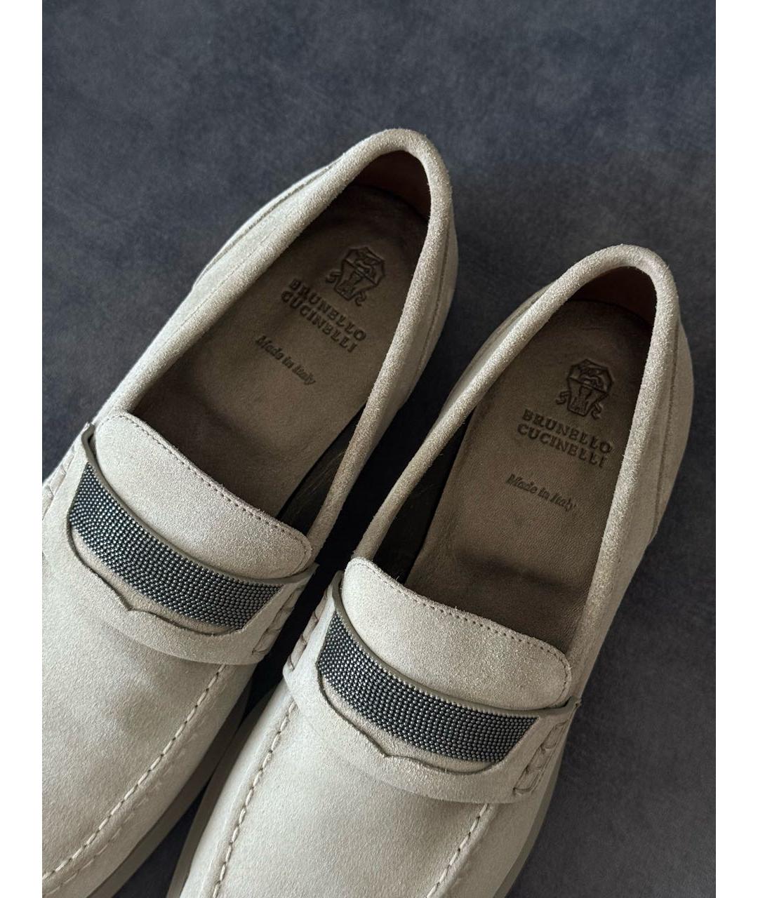 BRUNELLO CUCINELLI Серые замшевые лоферы, фото 6