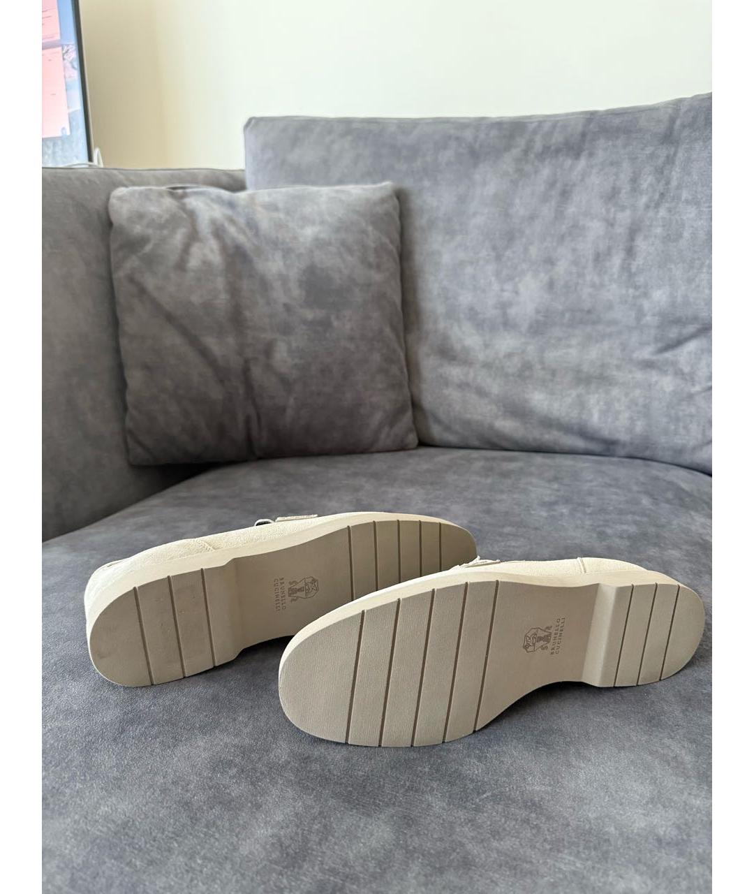 BRUNELLO CUCINELLI Серые замшевые лоферы, фото 4