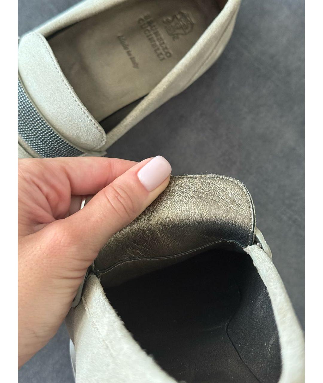 BRUNELLO CUCINELLI Серые замшевые лоферы, фото 5