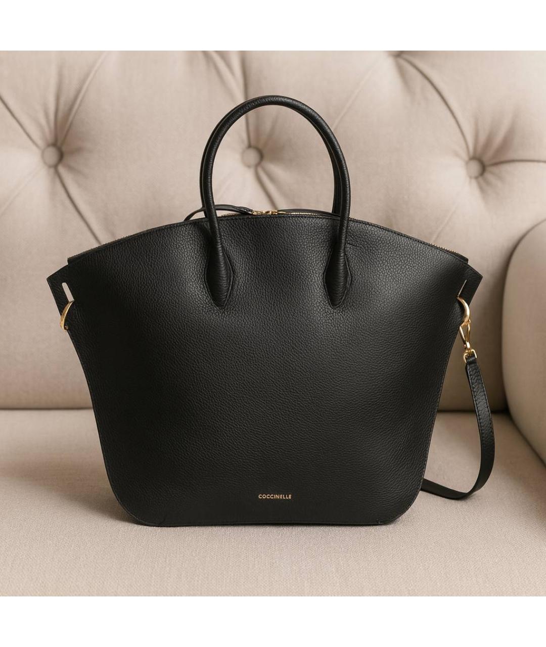 COCCINELLE Черная кожаная сумка с короткими ручками, фото 5