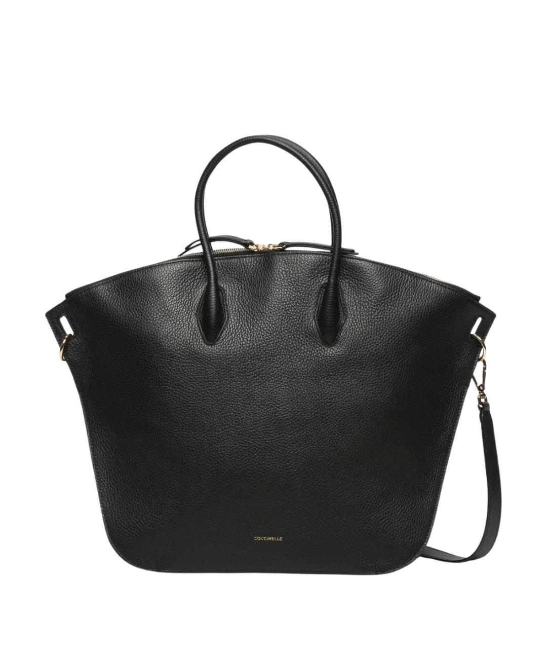 COCCINELLE Черная кожаная сумка с короткими ручками, фото 1