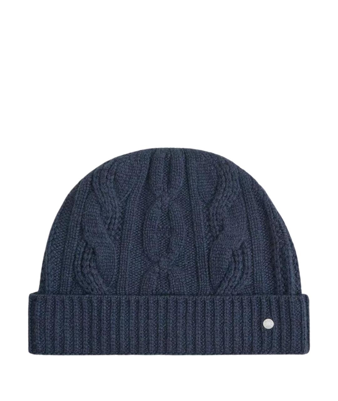 HERMES Темно-синяя кашемировая шапка, фото 1