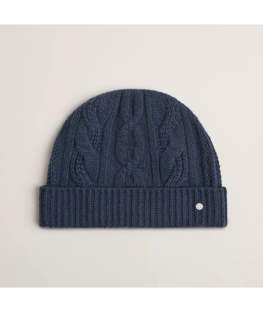 HERMES Темно-синяя кашемировая шапка, фото 4