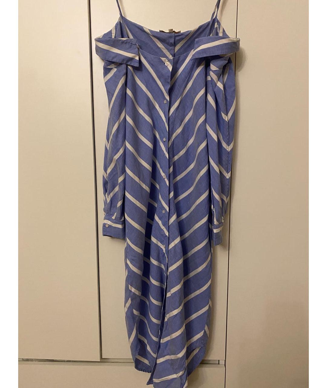 MAJE Голубое льняное повседневное платье, фото 7