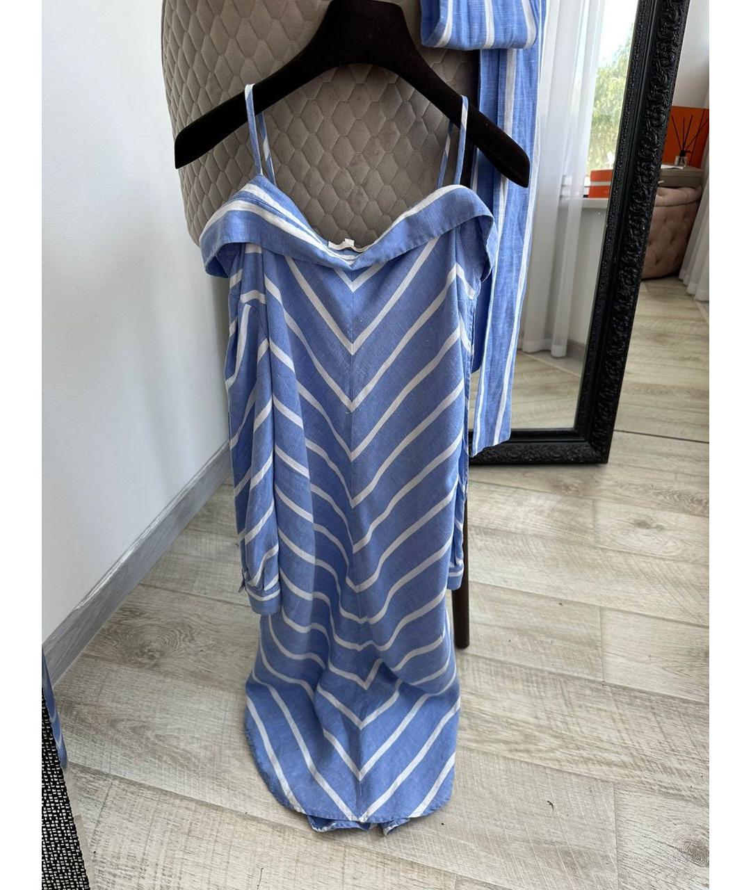 MAJE Голубое льняное повседневное платье, фото 2
