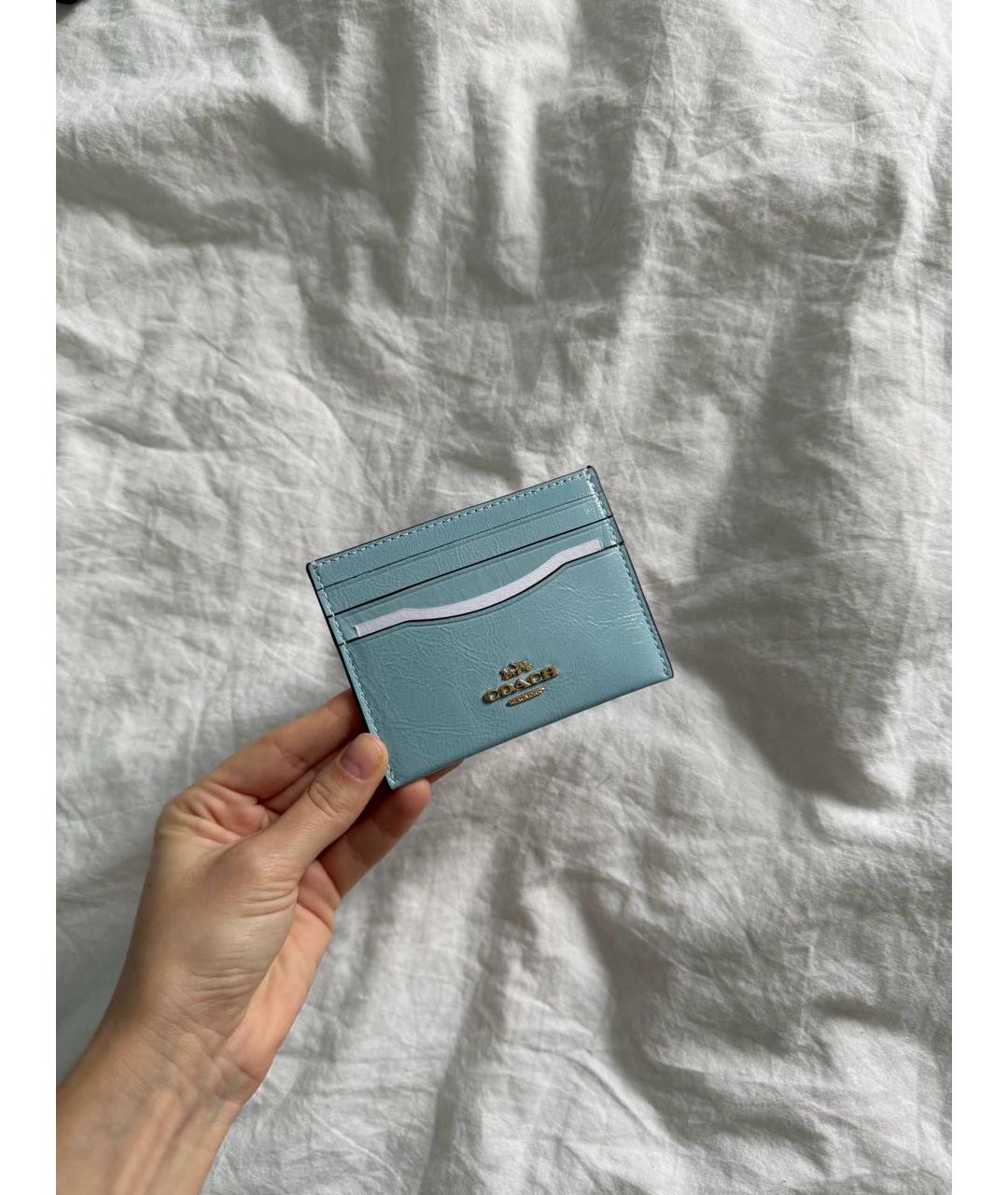 COACH Голубой кардхолдер из лакированной кожи, фото 2