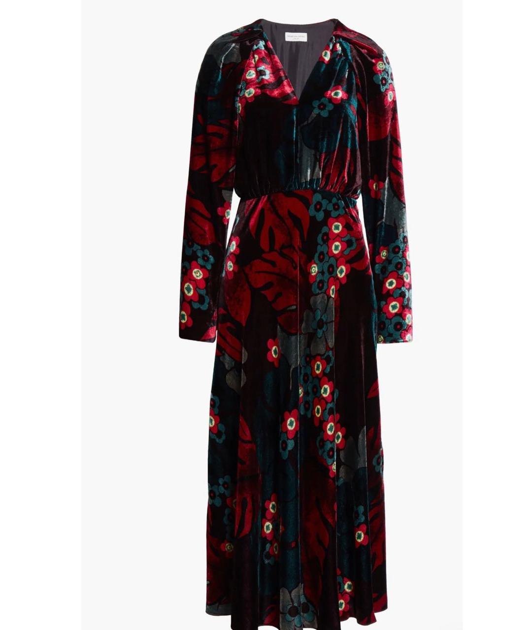 DRIES VAN NOTEN Бордовое велюровое вечернее платье, фото 1