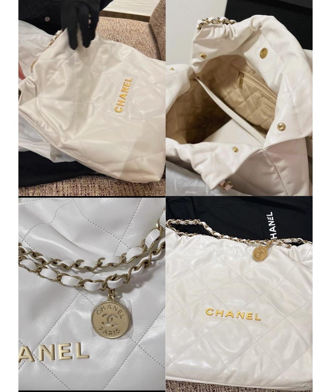 CHANEL Белая кожаная сумка через плечо, фото 2