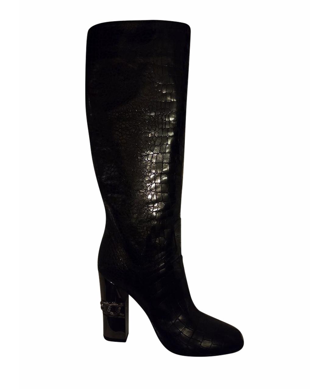 CASADEI Черные сапоги из экзотической кожи, фото 1