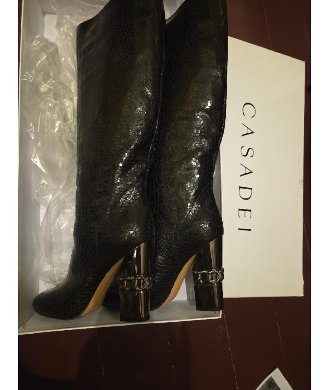 CASADEI Черные сапоги из экзотической кожи, фото 2