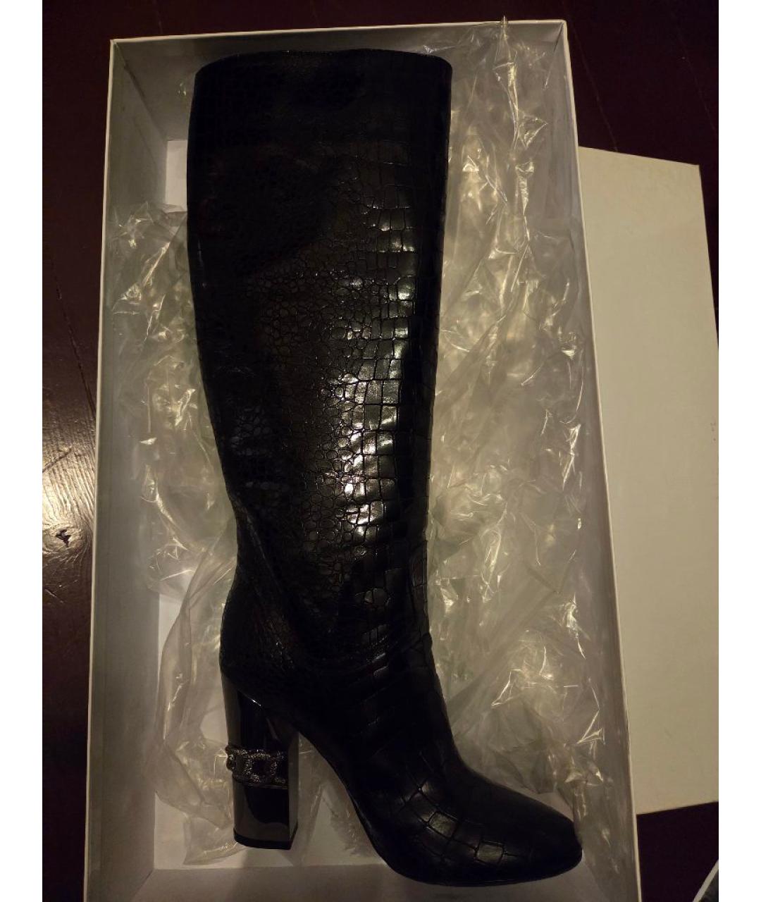 CASADEI Черные сапоги из экзотической кожи, фото 5