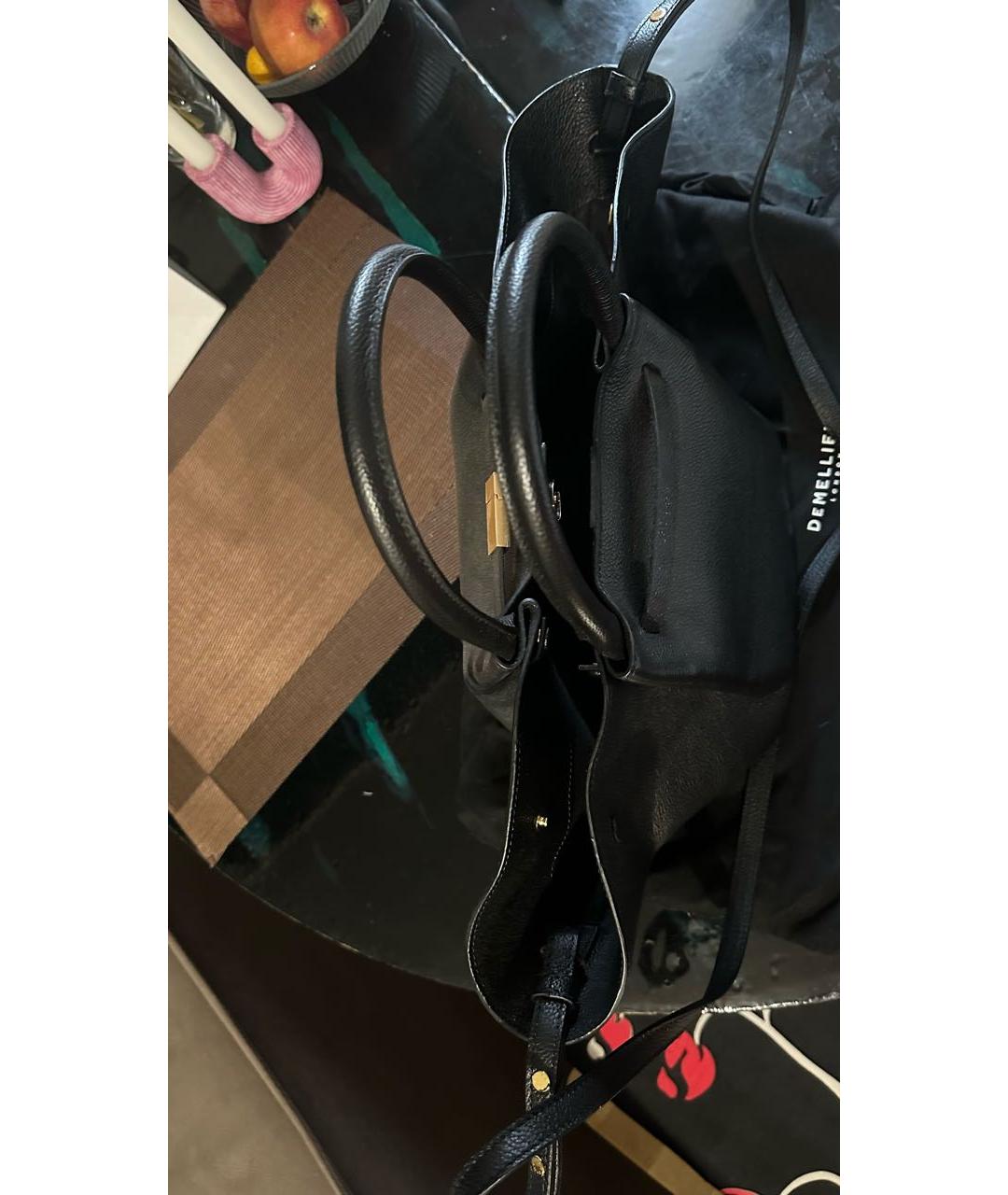 DEMELLIER Черная кожаная сумка тоут, фото 4