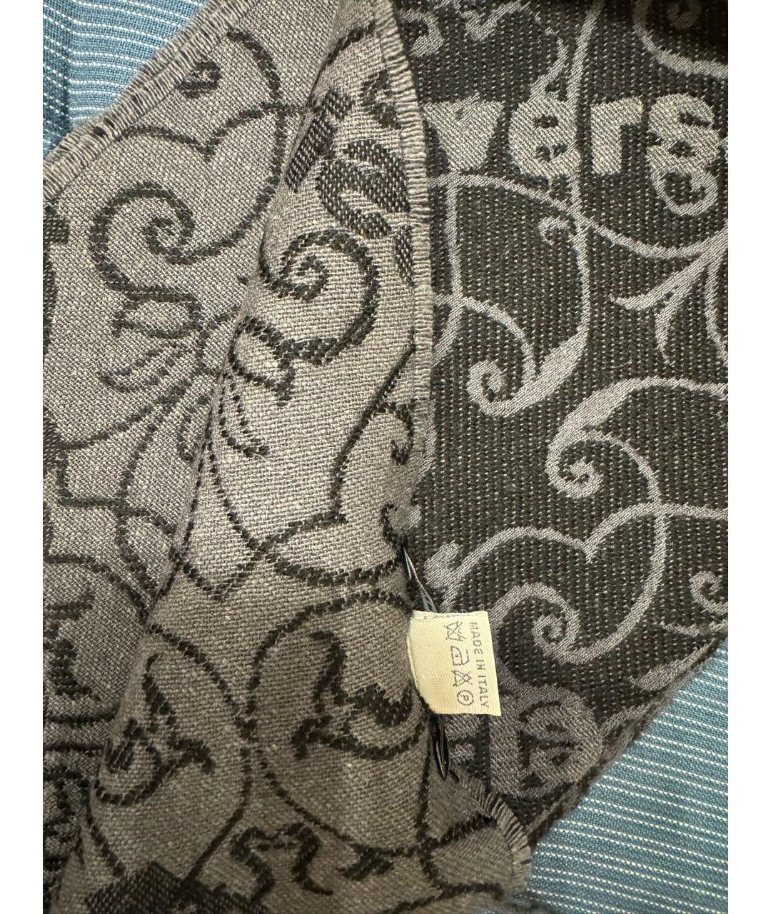 VERSACE Темно-синий шерстяной шарф, фото 4