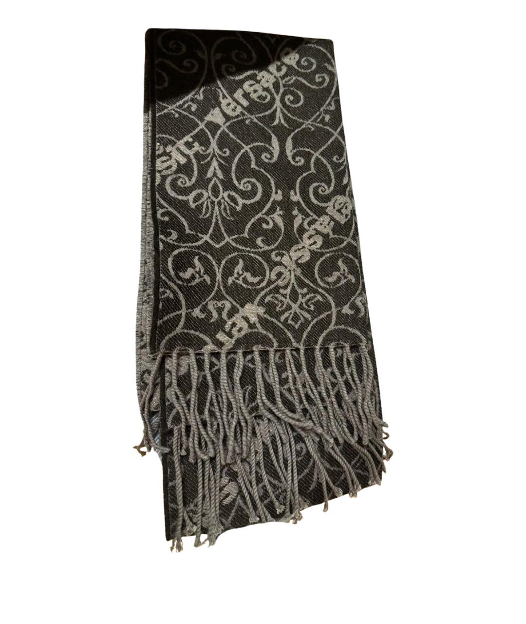 VERSACE Темно-синий шерстяной шарф, фото 1