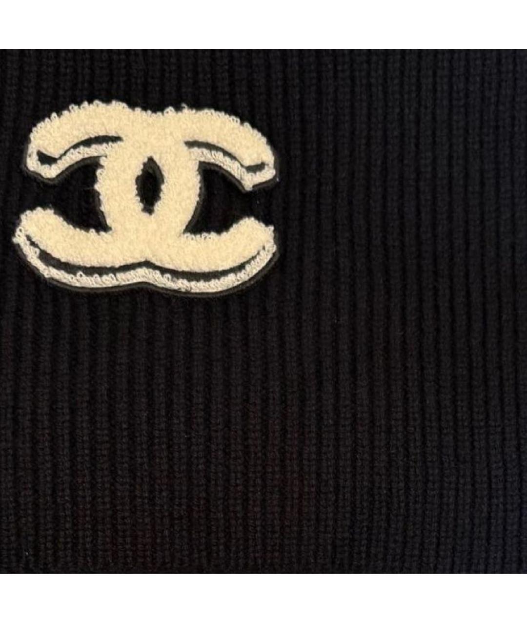 CHANEL Черный кашемировый шарф, фото 4