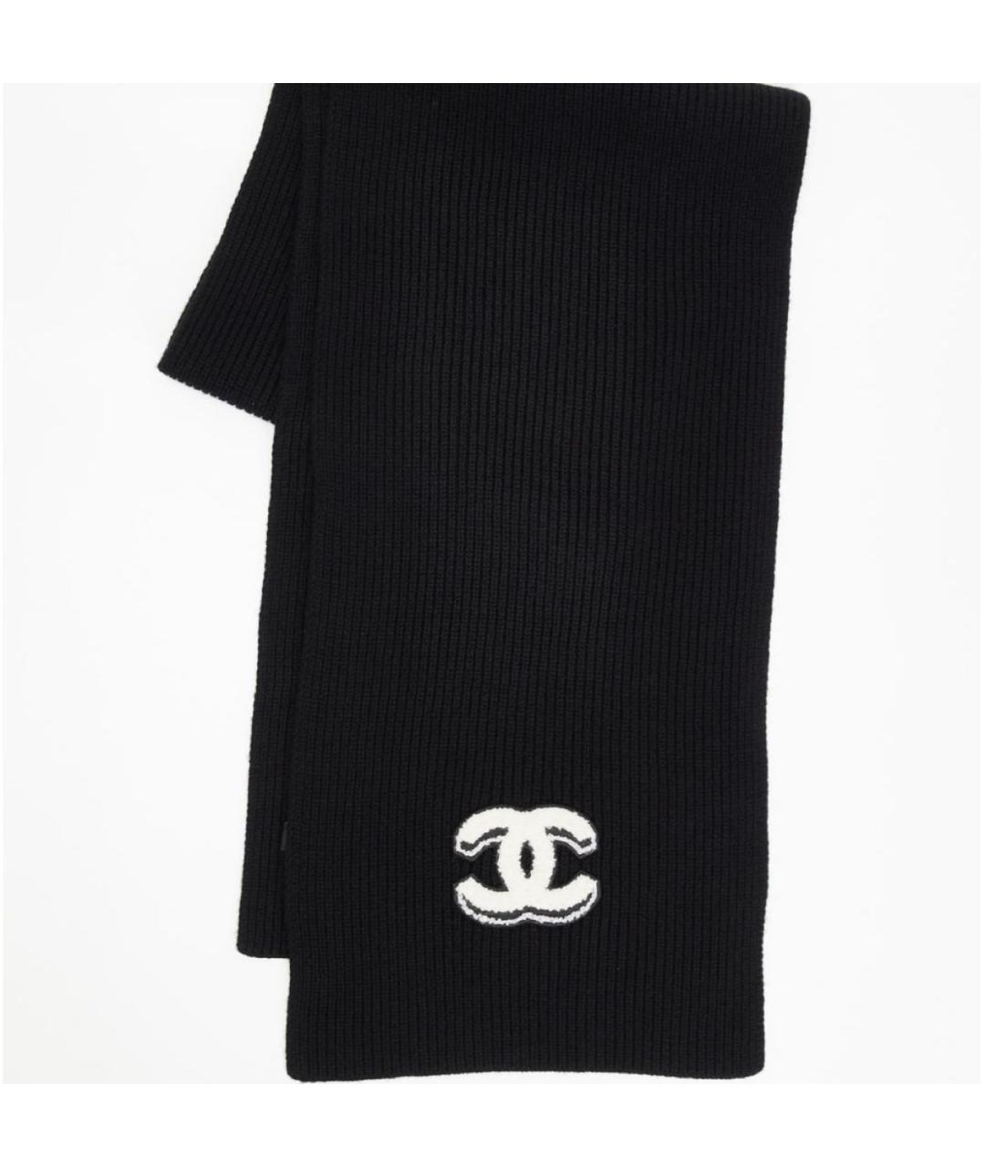 CHANEL Черный кашемировый шарф, фото 2