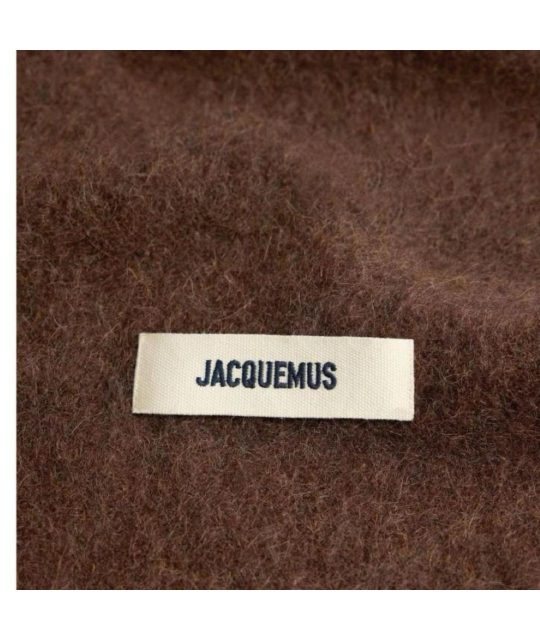 JACQUEMUS Коричневый шерстяной шарф, фото 3