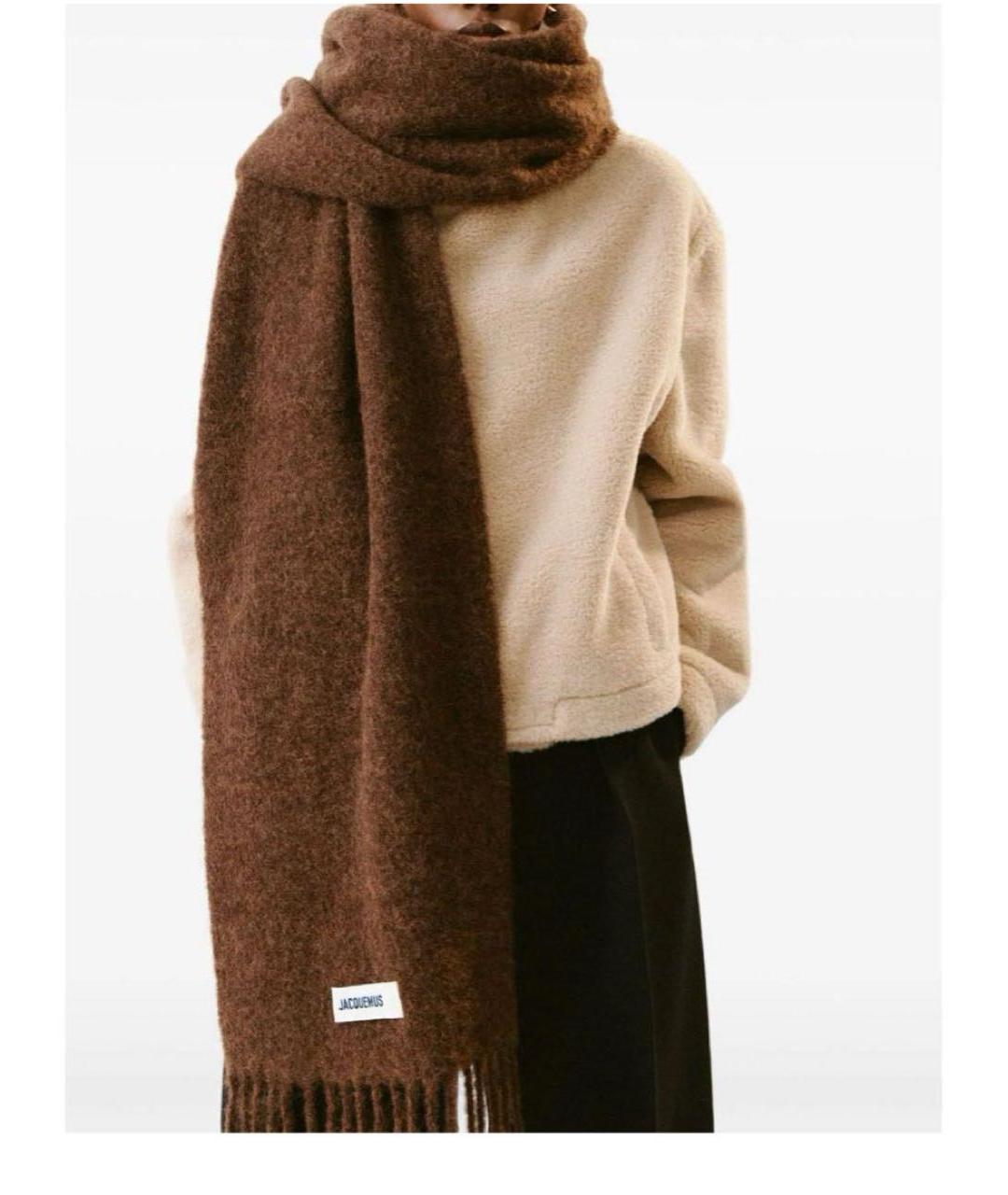 JACQUEMUS Коричневый шерстяной шарф, фото 4