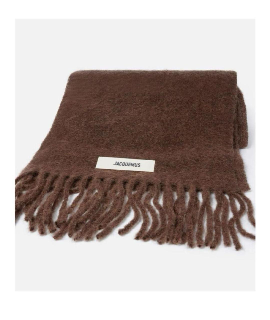 JACQUEMUS Коричневый шерстяной шарф, фото 2