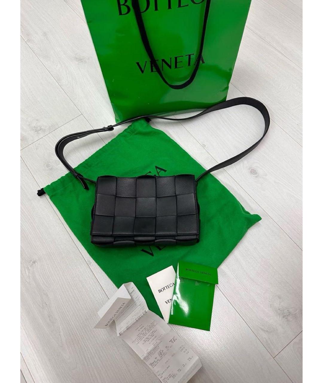 BOTTEGA VENETA Черная кожаная сумка через плечо, фото 4